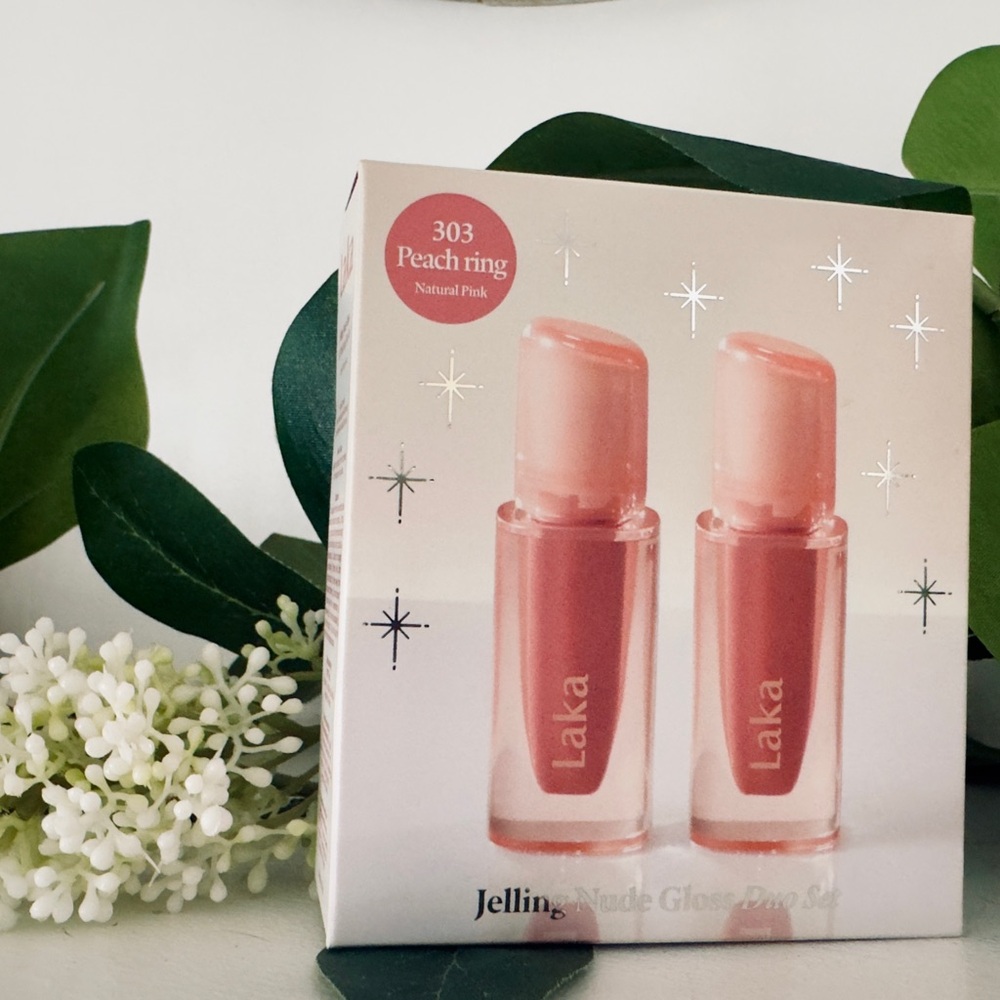 LAKA Jelling Gloss 303 Peach Ring (Natural Pink) Duo Set 4.5g X 2 New